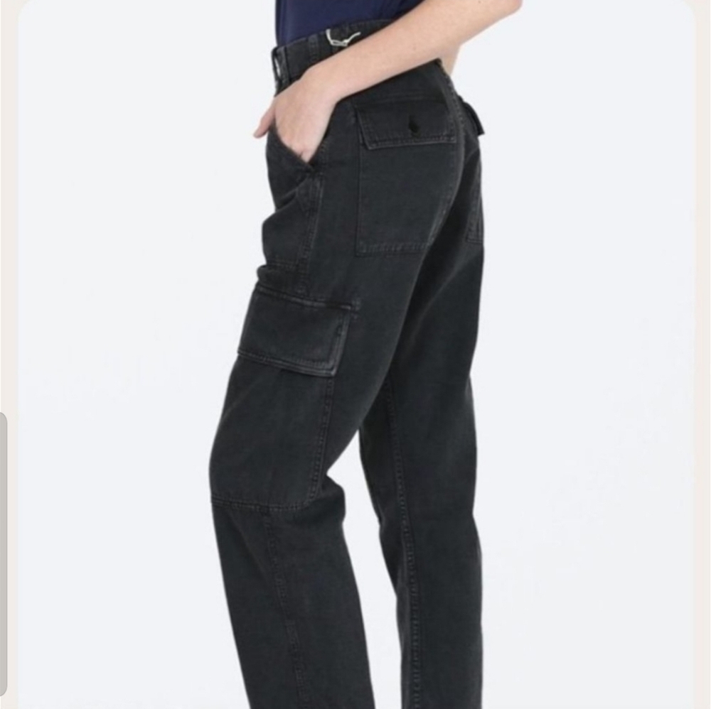 COH Zadie High Rise Surplus Cargo Linen Blend Pants in  Washed Black sz 23 NWT - Picture 2 of 15